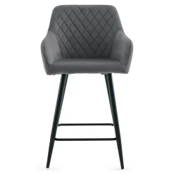 Hot Nimara Carlo - barstol grå velour med armlæn 65 cm
