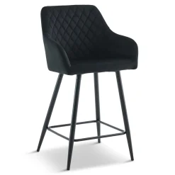 New Nimara Carlo - barstol sort velour med armlæn 65 cm