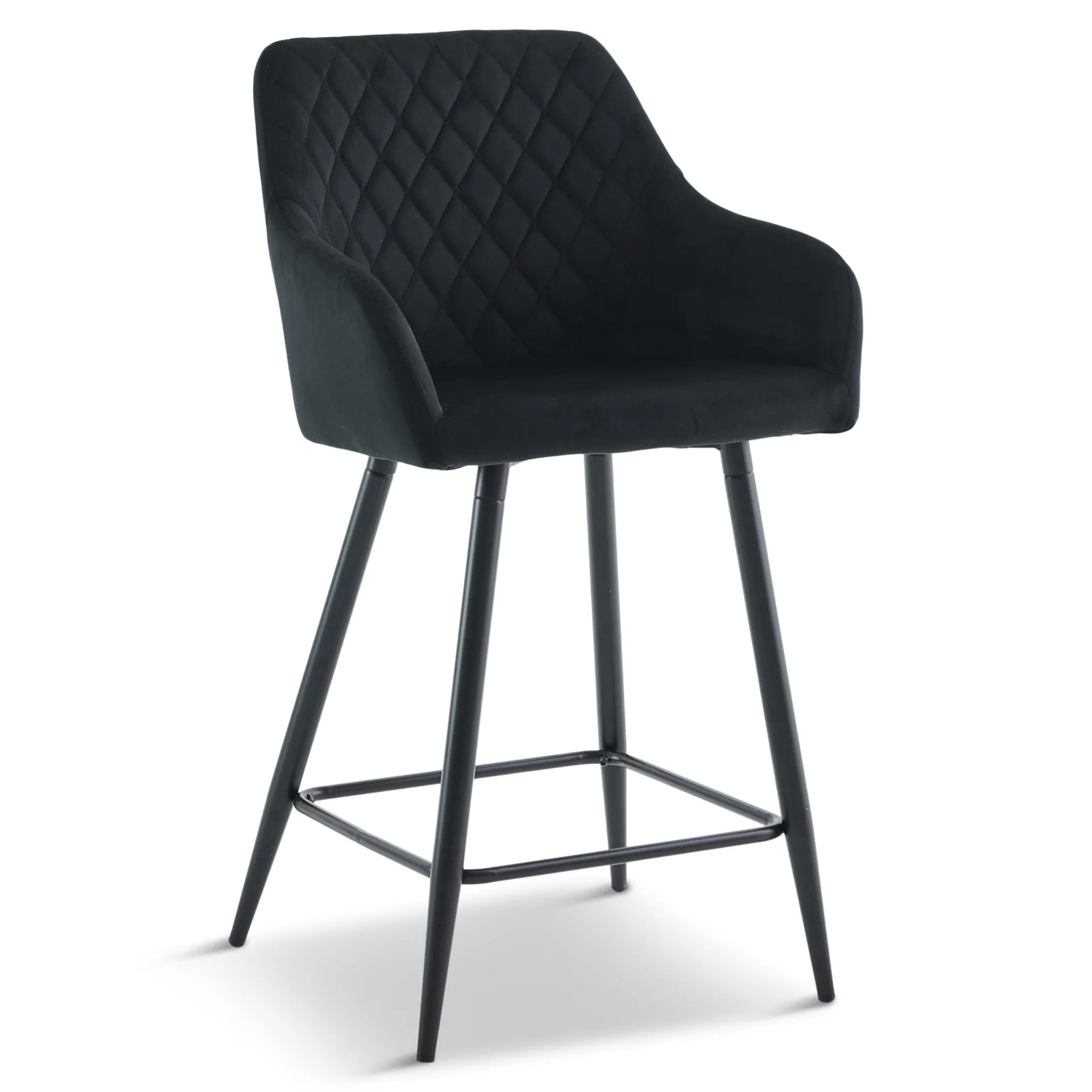 New Nimara Carlo - barstol sort velour med armlæn 65 cm