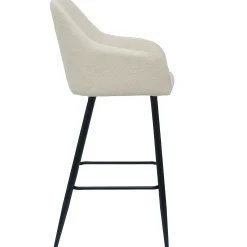 Discount Nimara Carlo barstol - hvidt boucle med armlæn 65 cm