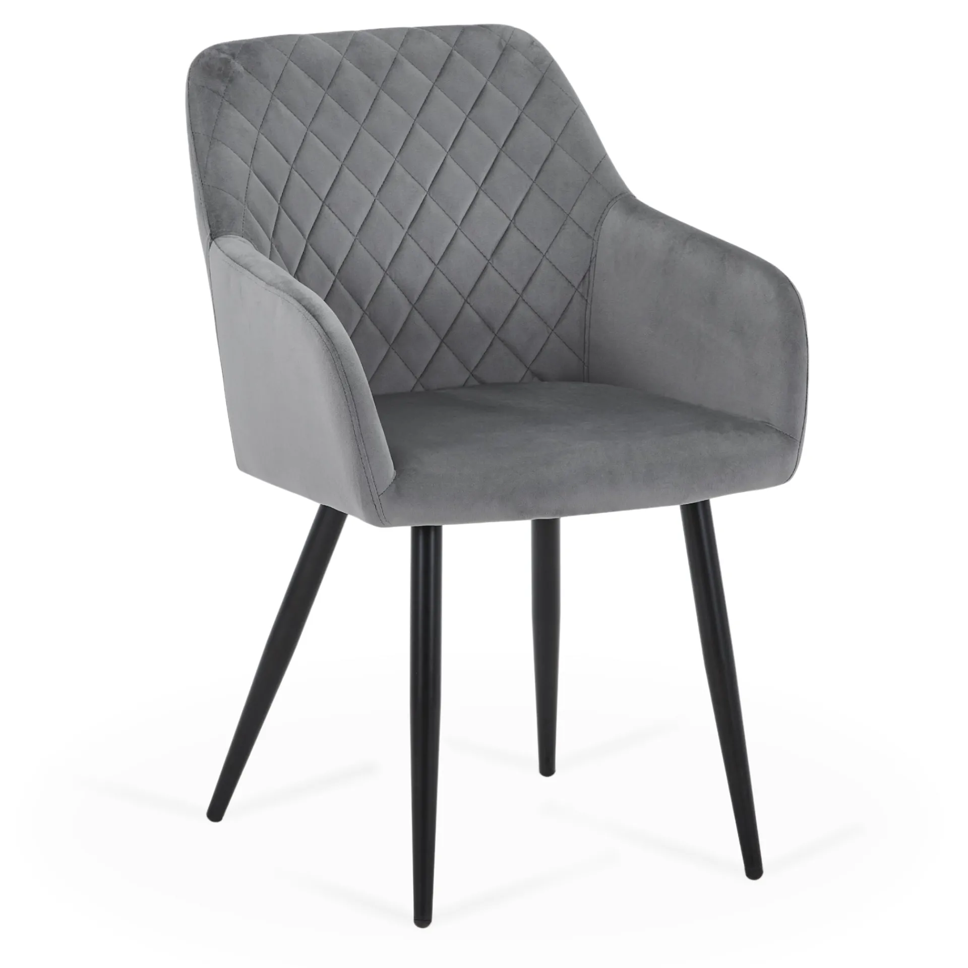 Discount Nimara Carlo spisebordsstol - Grå velour med armlæn