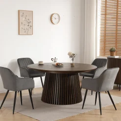 Discount Nimara Carlo spisebordsstol - Grå velour med armlæn