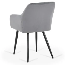 Discount Nimara Carlo spisebordsstol - Grå velour med armlæn