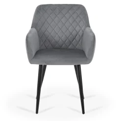 Discount Nimara Carlo spisebordsstol - Grå velour med armlæn