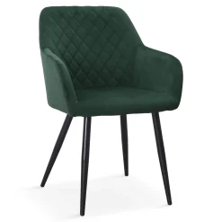 Sale Nimara Carlo spisebordsstol - Grøn velour med armlæn