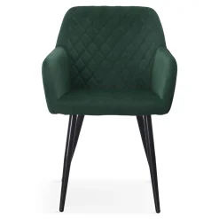 Sale Nimara Carlo spisebordsstol - Grøn velour med armlæn