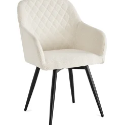 Best Nimara Carlo spisebordsstol - Hvid boucle polstret med armlæn