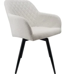 Best Nimara Carlo spisebordsstol - Hvid boucle med drejefunktion 360 grader