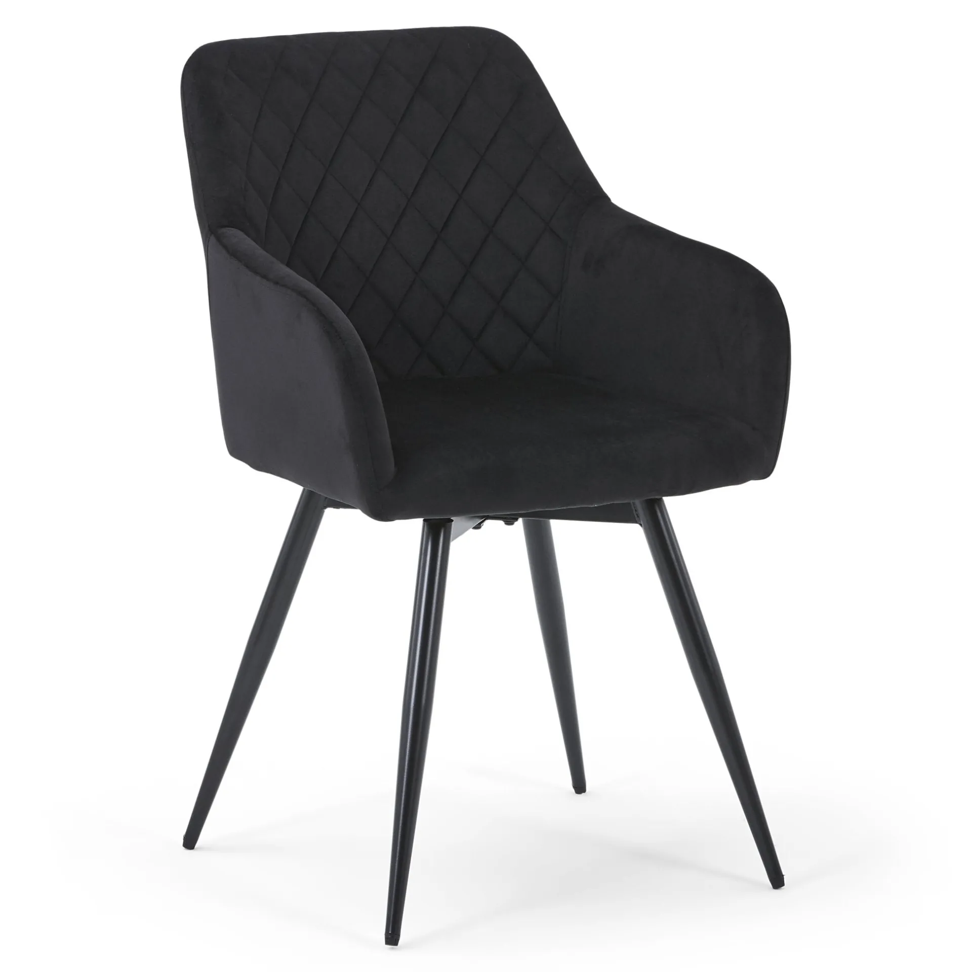 Outlet Nimara Carlo spisebordsstol - Sort velour med drejefunktion 360 grader