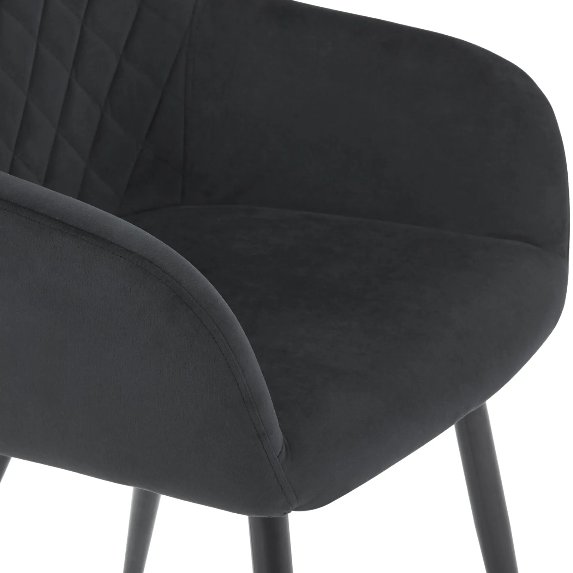 Online Nimara Carlo spisebordsstol - Sort velour med armlæn