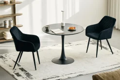 Online Nimara Carlo spisebordsstol - Sort velour med armlæn