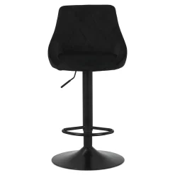 Best Nimara Cassie - Sort justerbar barstol i velour med drejefunktion 360 grader