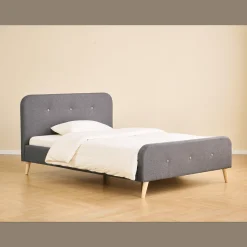 Sale Nimara Christian seng i grå 140x200 cm inkl. sengelameller og madrasser