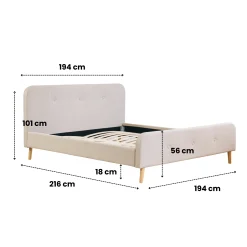 Clearance Nimara Christian sengeramme i beige 180x200 cm ekskl. sengelameller og madrasser