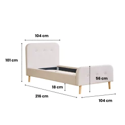 New Nimara Christian sengeramme i beige 90x200 cm ekskl. sengelameller og madrasser