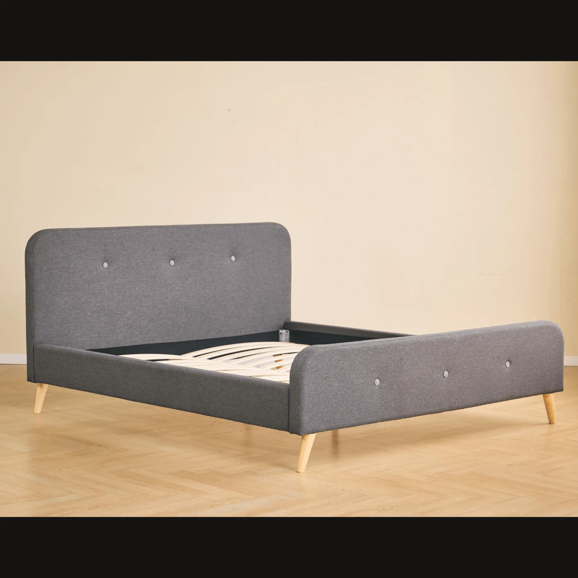 Hot Nimara Christian sengeramme i grå 180x200 cm ekskl. sengelameller og madrasser