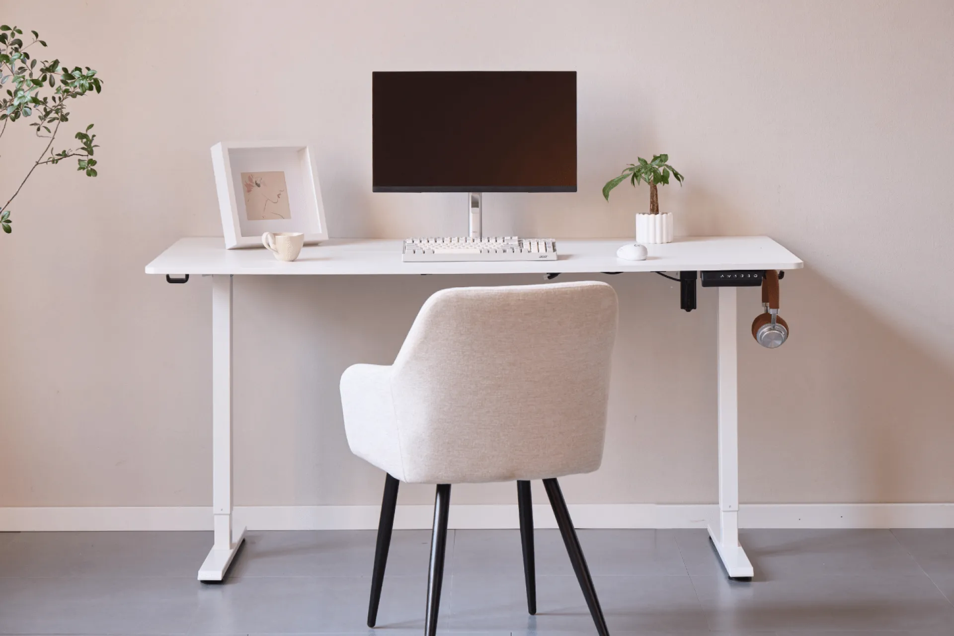 New Nimara Damian hæve- og sænkebord skrivebord 160x80 cm i hvid