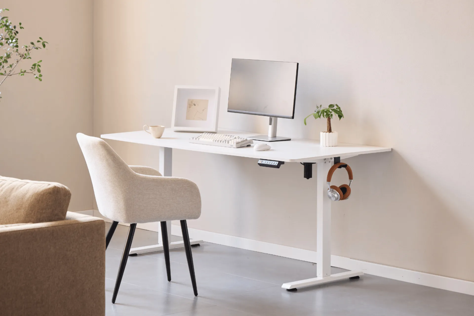 New Nimara Damian hæve- og sænkebord skrivebord 160x80 cm i hvid