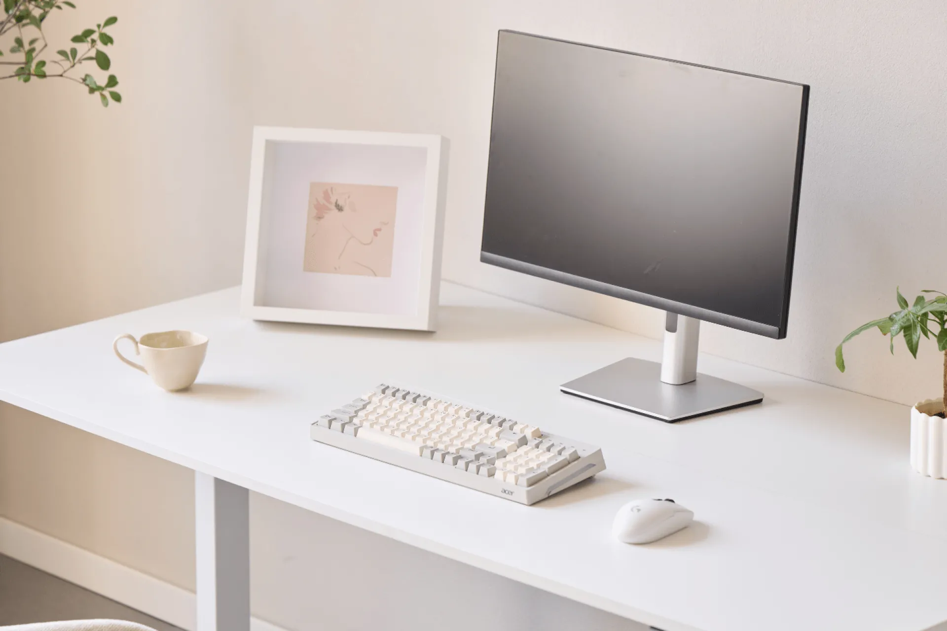 New Nimara Damian hæve- og sænkebord skrivebord 160x80 cm i hvid