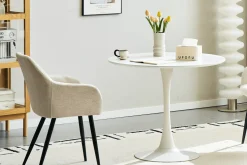 Outlet Nimara Diego spisebord i hvid marmor look Ø90