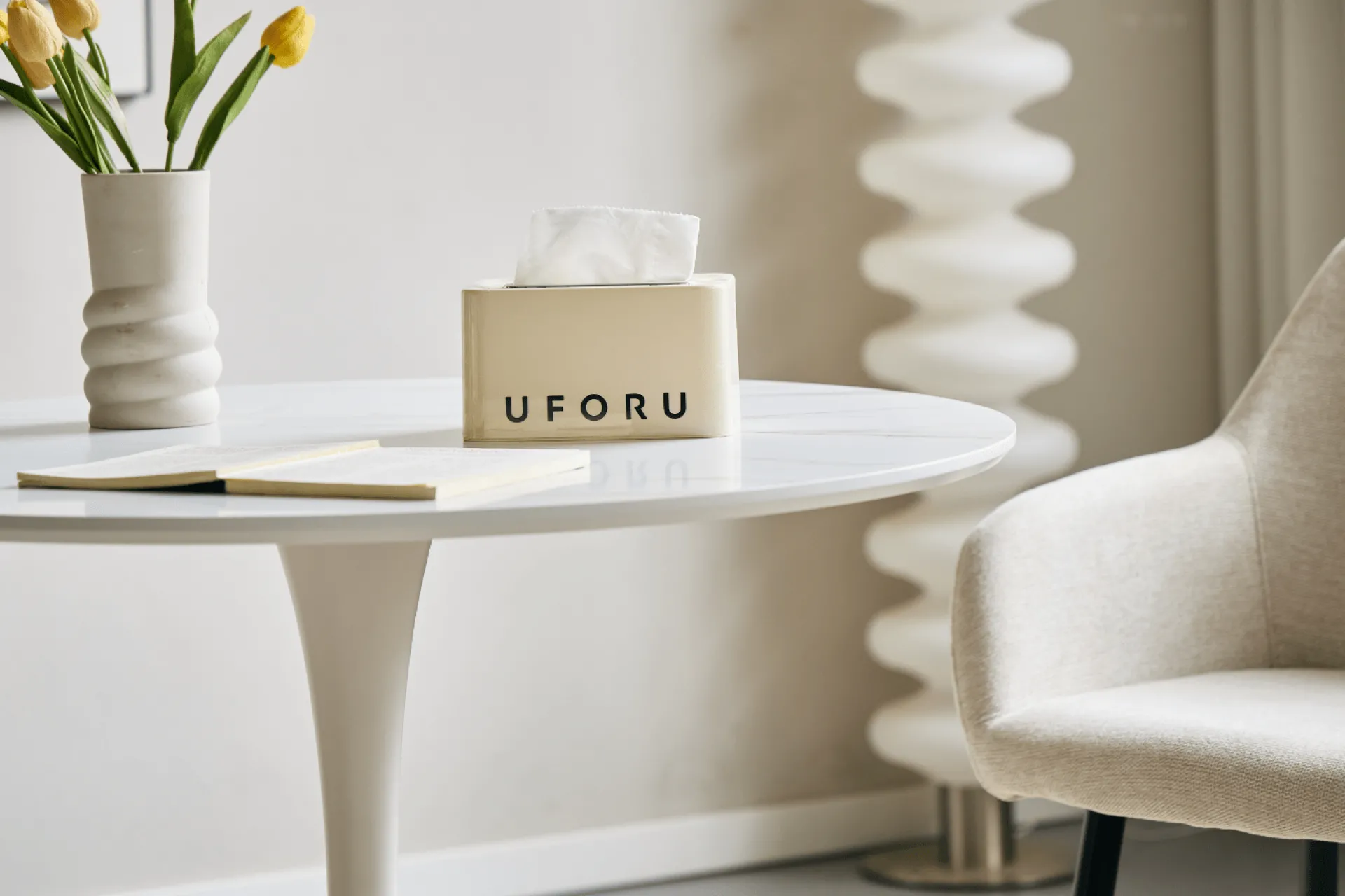 Outlet Nimara Diego spisebord i hvid marmor look Ø90