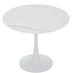 Outlet Nimara Diego spisebord i hvid marmor look Ø90