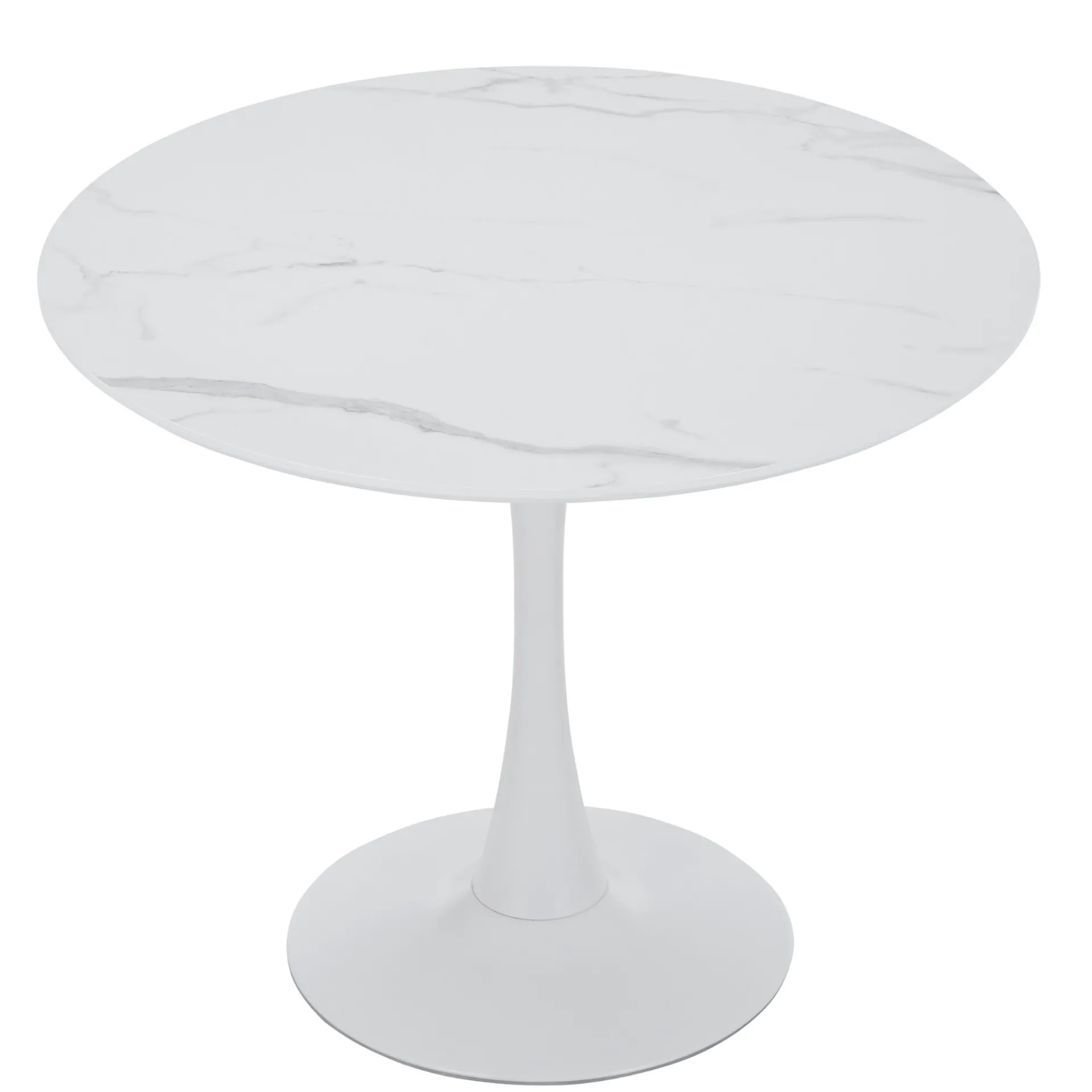 Outlet Nimara Diego spisebord i hvid marmor look Ø90