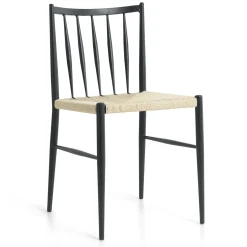 Hot Nimara Elena spisebordsstol - sort med fletsæde