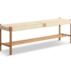 Nimara Elias bænk i eg med flet sæde 140x35x45 cm