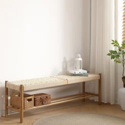 Nimara Elias bænk i eg med flet sæde 140x35x45 cm