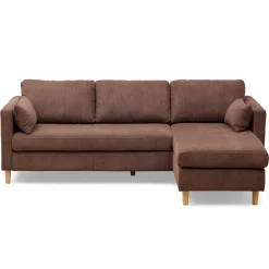 Sale Nimara Ellis - Højrevendt og venstrevendt vendbar chaiselong sofa brun fløjl - L: 215 x D: 82 x H: 78 cm