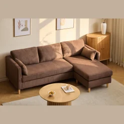 Sale Nimara Ellis - Højrevendt og venstrevendt vendbar chaiselong sofa brun fløjl - L: 215 x D: 82 x H: 78 cm