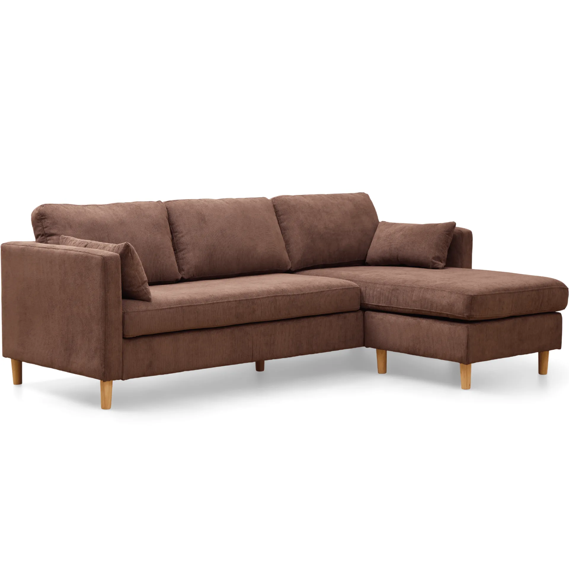 Sale Nimara Ellis - Højrevendt og venstrevendt vendbar chaiselong sofa brun fløjl - L: 215 x D: 82 x H: 78 cm
