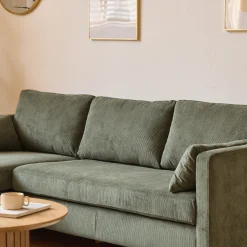 Hot Nimara Ellis - Højrevendt og venstrevendt vendbar chaiselong sofa grøn fløjl - L: 215 x D: 82 x H: 78 cm