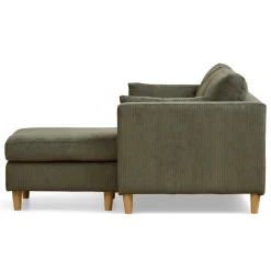 Hot Nimara Ellis - Højrevendt og venstrevendt vendbar chaiselong sofa grøn fløjl - L: 215 x D: 82 x H: 78 cm