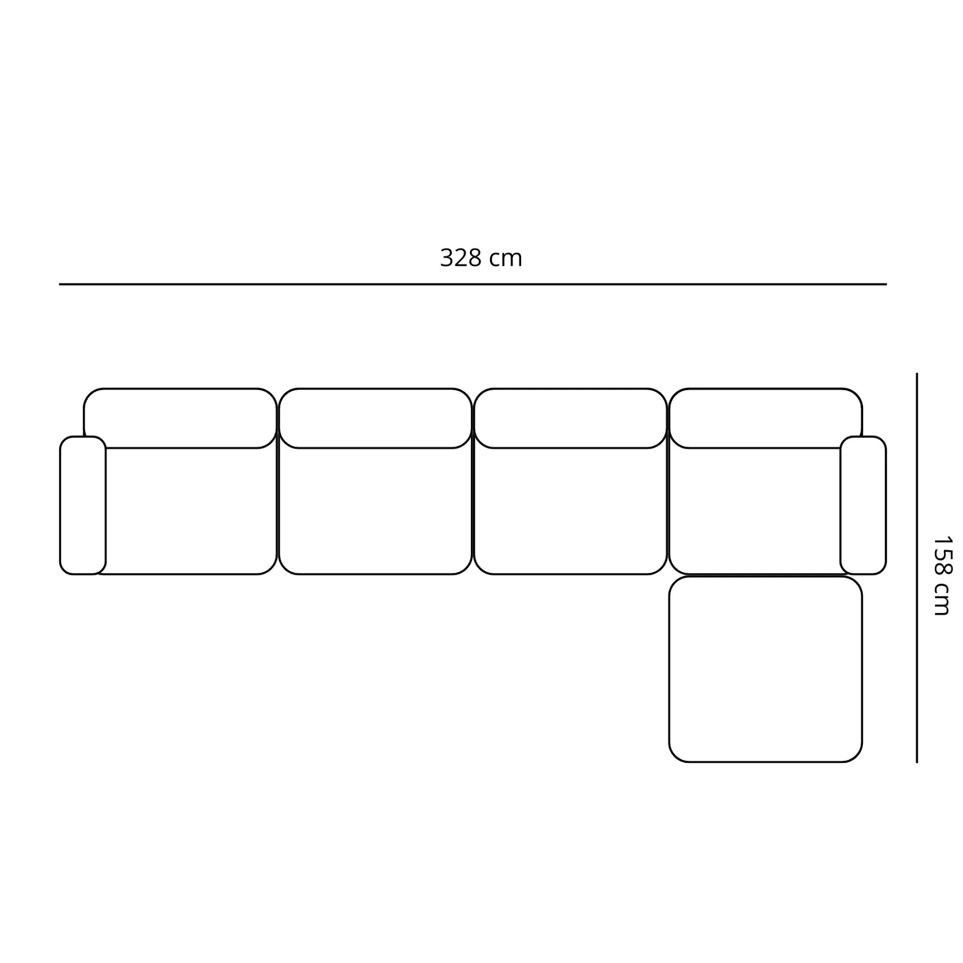 Nimara Emilia modulsofa i beige 4 moduler med højre- og venstrevendt chaiselong L: 328 X D: 158 X H: 72 cm