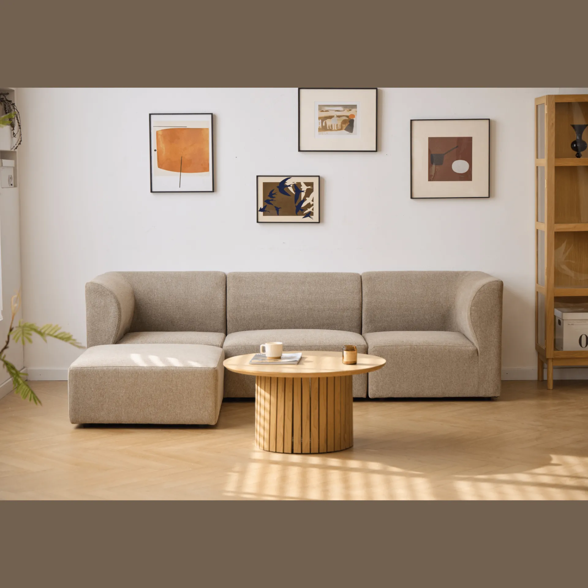 Nimara Emilia modulsofa i sand 4 moduler L: 328 X D: 79 X H: 72 cm