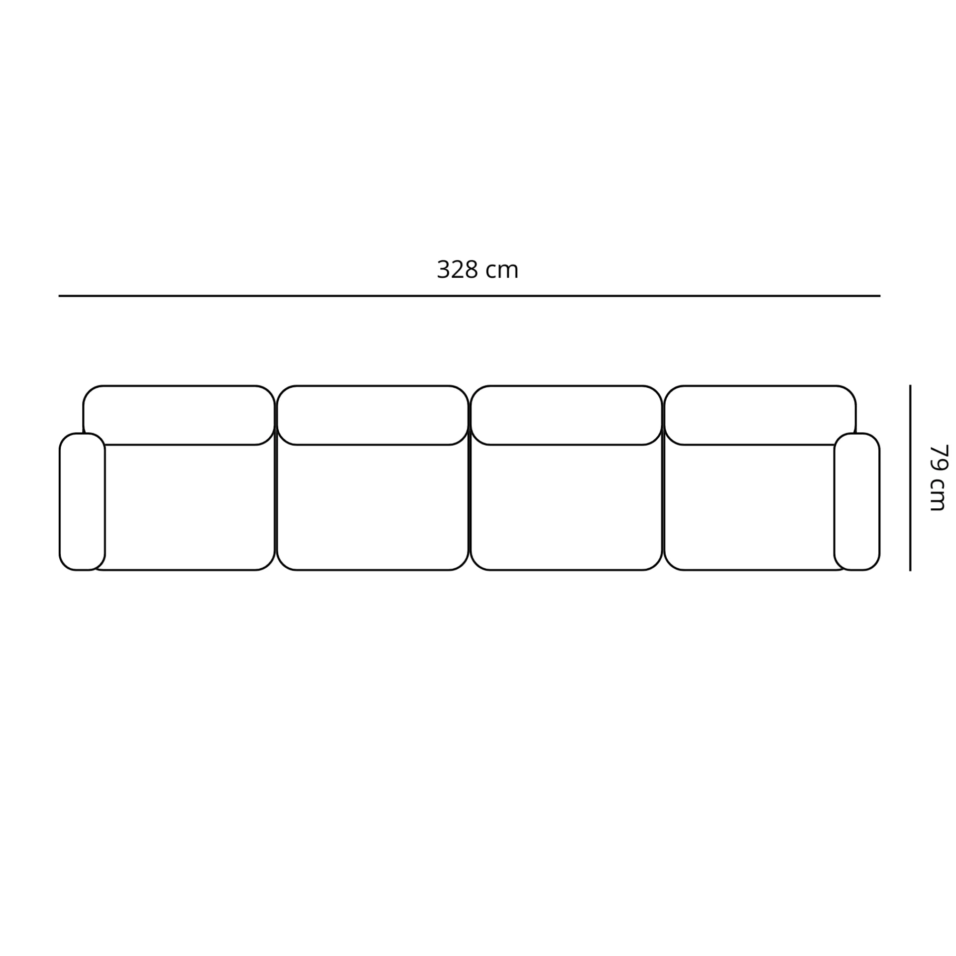 Nimara Emilia modulsofa i sand 4 moduler L: 328 X D: 79 X H: 72 cm