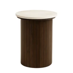 Online Nimara Enzo sidebord i stenbordplade med røget eg lamelfod Ø40 cm