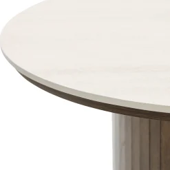 Nimara Enzo sofabord i stenbordplade med røget eg lamelfod Ø78 cm