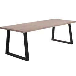 Sale Nimara Esther plankebord - 200x95 cm - i hvidolieret eg med firkantet ben - (Forberedt til tillægsplader)