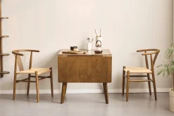 Hot Nimara Ezra - Røget Eg klap ud spisebord med tillægsplader i lakeret egefiner - 80/120 x 80 cm