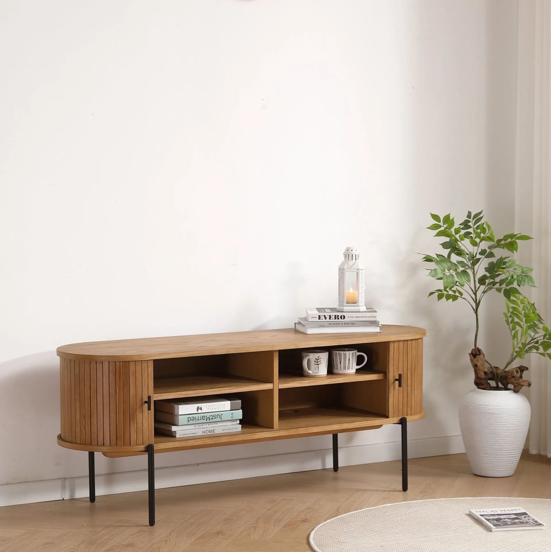 Sale Nimara Florence jalousi tv-bord med lameller i eg 138x40x55 cm