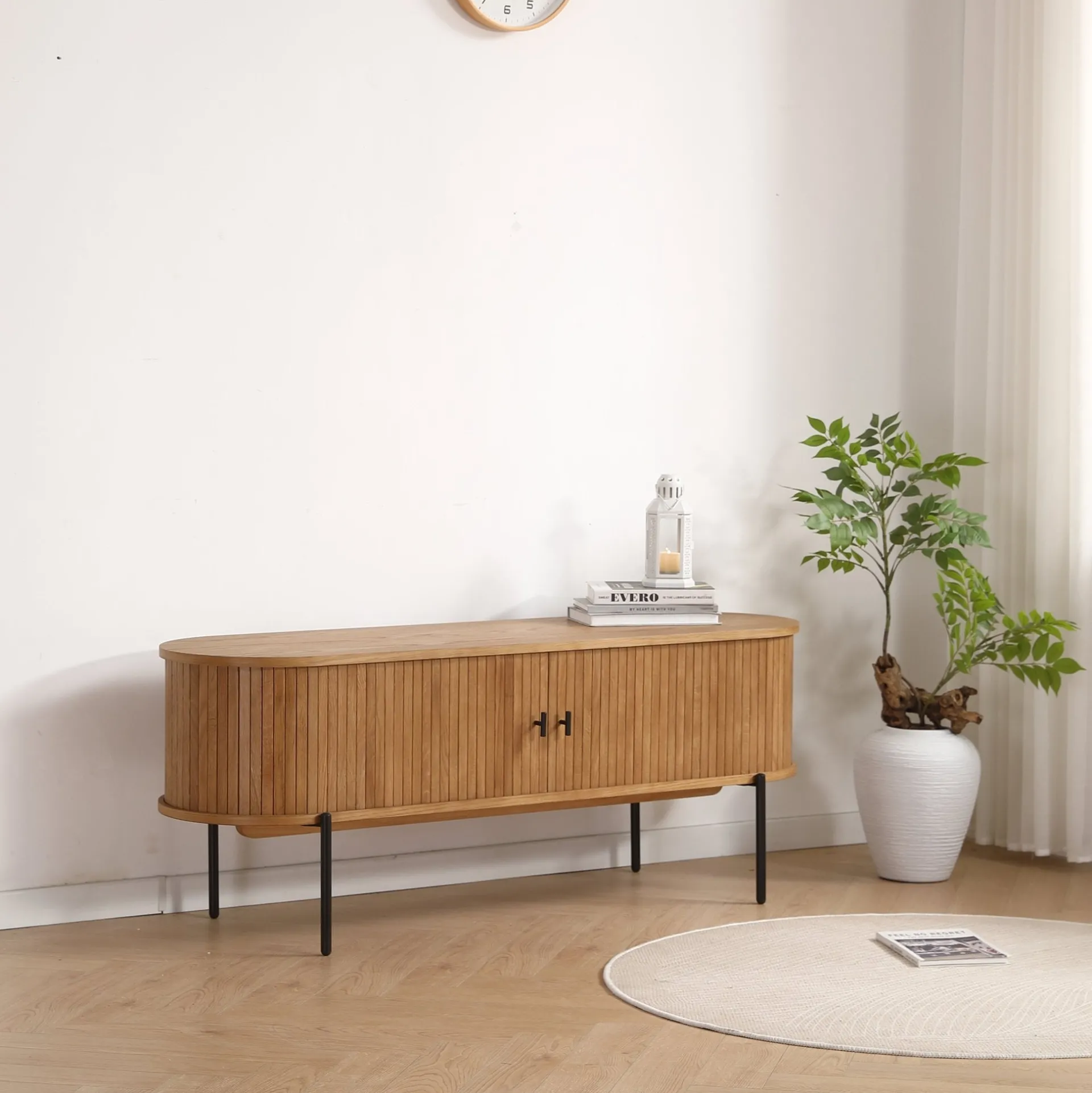 Sale Nimara Florence jalousi tv-bord med lameller i eg 138x40x55 cm