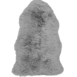 Sale Nimara Ægte New Zealand lammeskind langhåret - Grå 95x65 cm