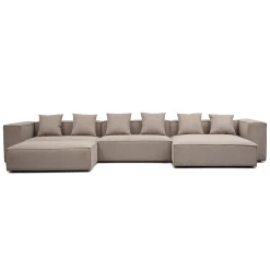 Best Nimara Hailey - Højrevendt chaiselong modulsofa med puf i sand L: 415 X D: 172 X H: 65 cm