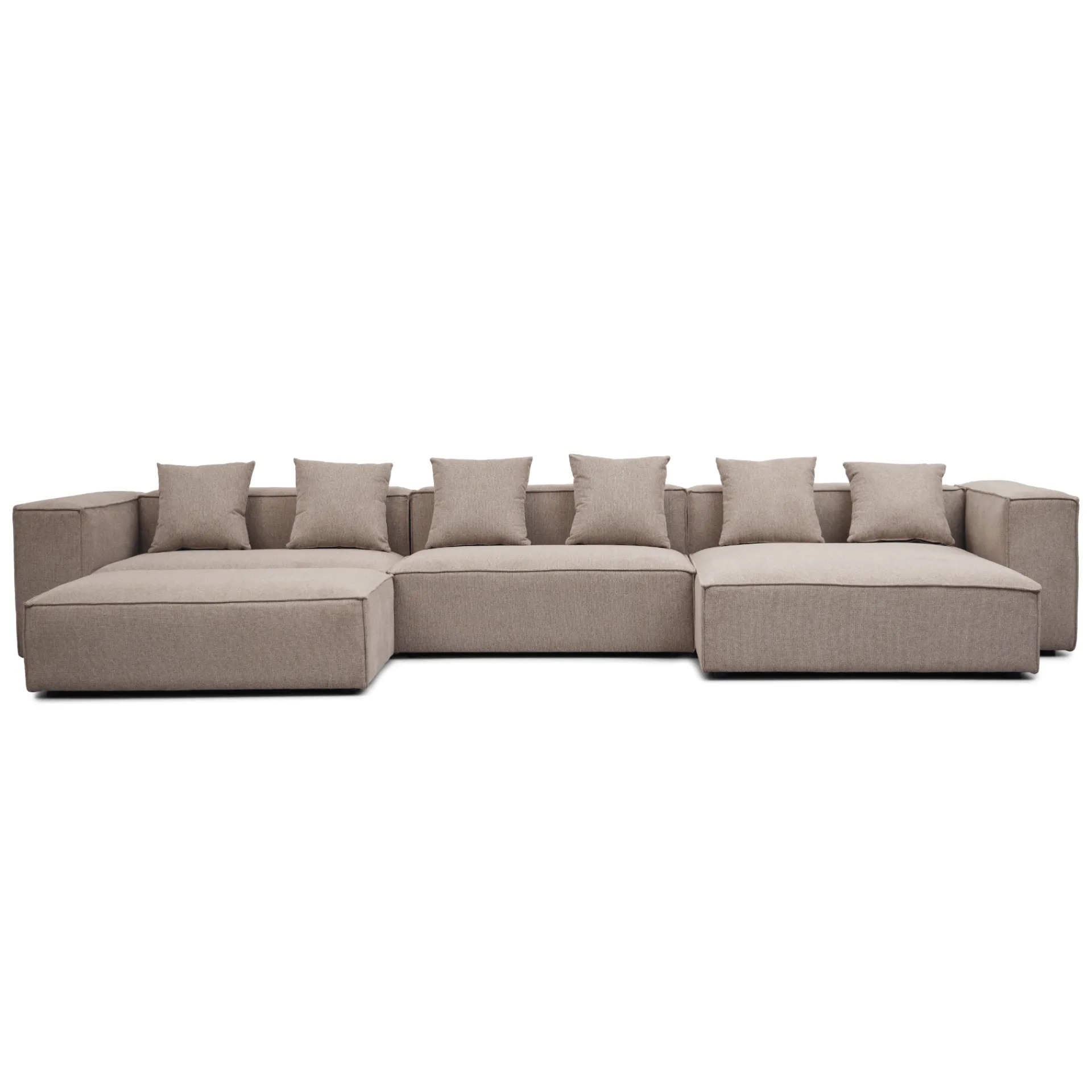 Best Nimara Hailey - Højrevendt chaiselong modulsofa med puf i sand L: 415 X D: 172 X H: 65 cm