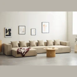 Best Nimara Hailey - Højrevendt chaiselong modulsofa med puf i sand L: 415 X D: 172 X H: 65 cm