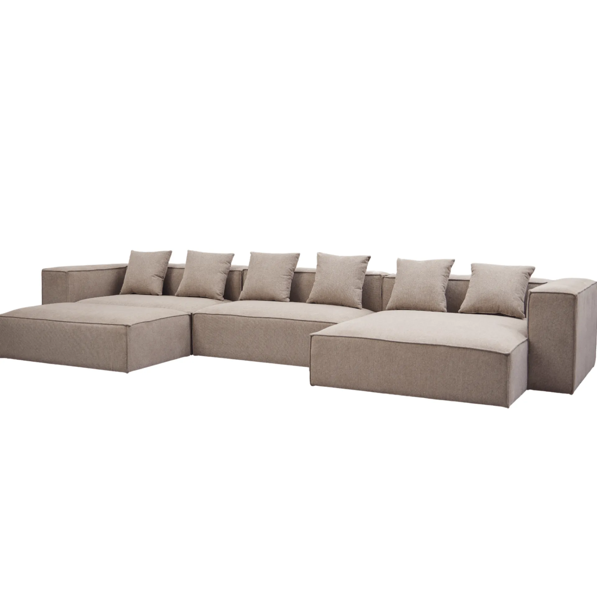 Best Nimara Hailey - Højrevendt chaiselong modulsofa med puf i sand L: 415 X D: 172 X H: 65 cm