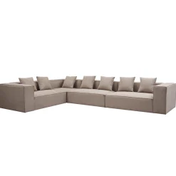 Clearance Nimara Hailey - Hjørnesofa modulsofa i sand med 4 moduler (Opstilling 1) L: 368 X D: 247 X H: 65 cm